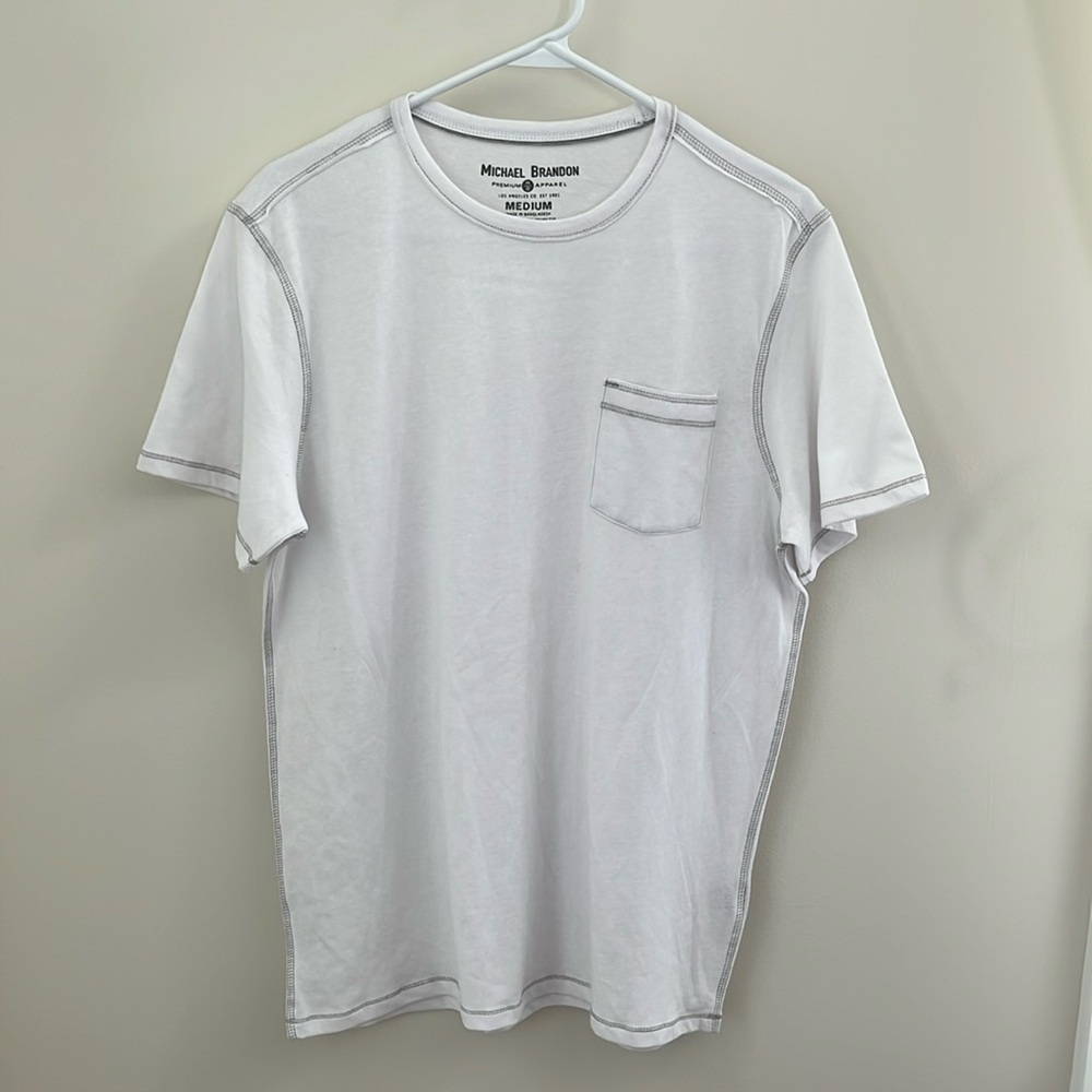 MICHAEL BRANDON White Short Sleeve Pocket T-Shirt